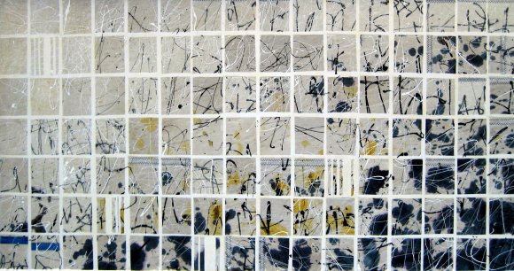 Vom Winde Verweht  XII  Acryl / Mischtechnik / Collage aus bearbeitetem Segeltuch