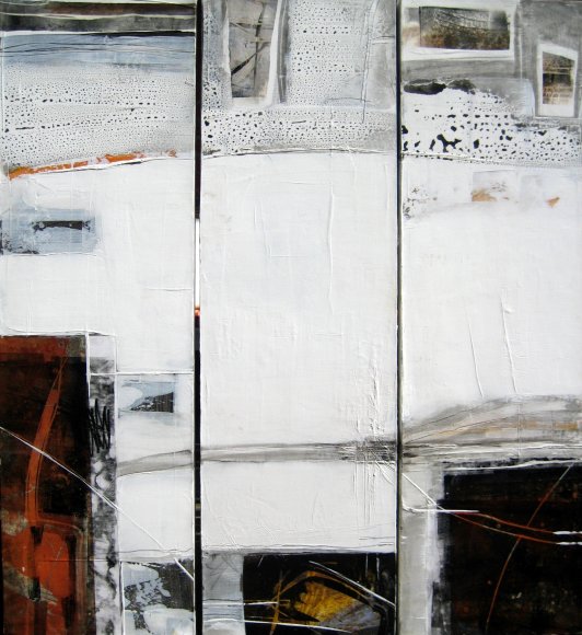 Triptychon  Acryl / Mischtechnik / Collage aus selbstgefertigten Drucken